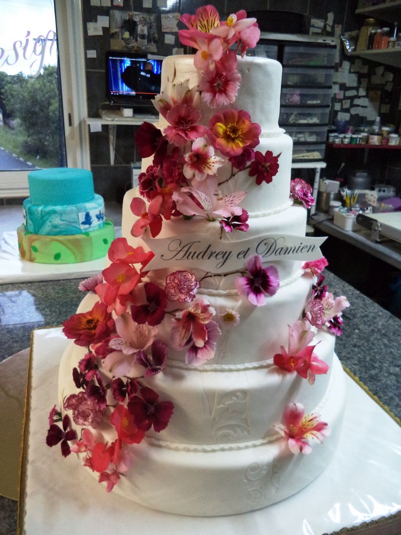 Frangipany - Wedding Cakes : piece montée wedding-cake fleurs comestibles